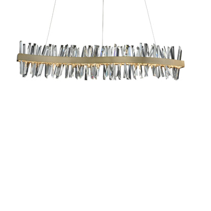 Glacier Wave Linear LED Pendant Light in Brushed Champagne Gold (60-Inch).
