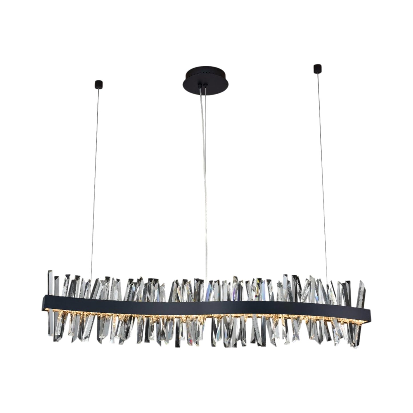 Glacier Wave Linear LED Pendant Light in Matte Black (60-Inch).