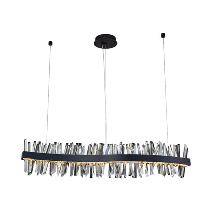 Glacier Wave Linear LED Pendant Light in Matte Black (60-Inch).