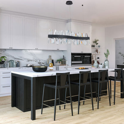 Glacier Wave Linear LED Pendant Light in kitchen.