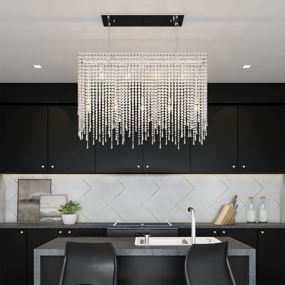 Gocce Linear Pendant Light in kitchen.