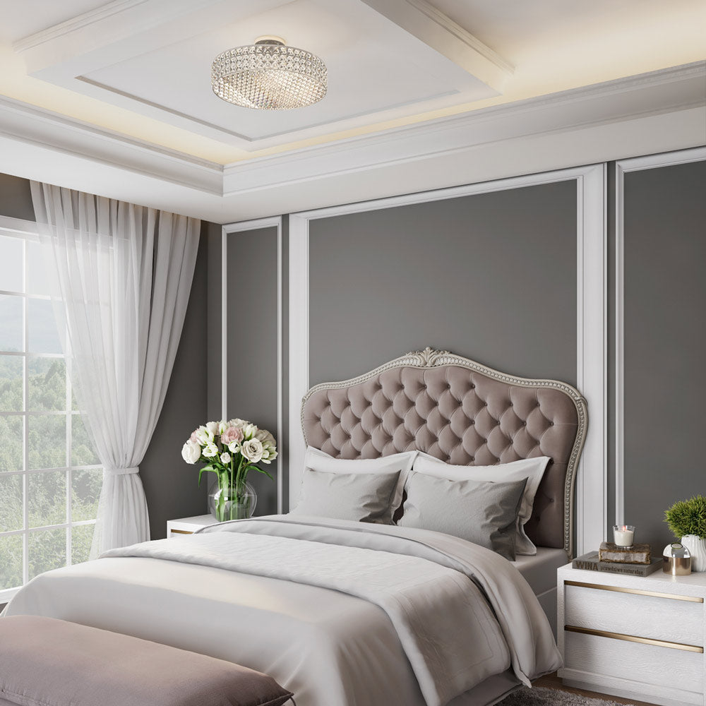 Loro Semi Flush Mount Ceiling Light in bedroom.