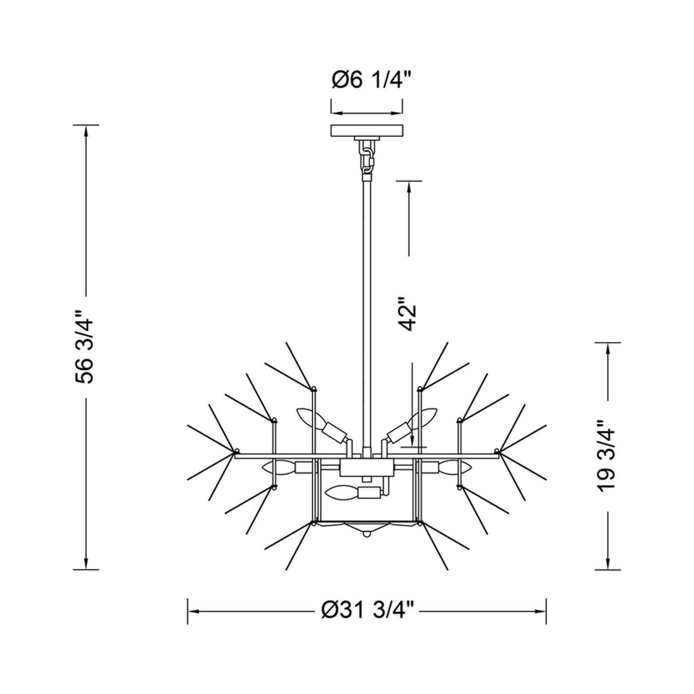 Luminoso Chandelier - line drawing.