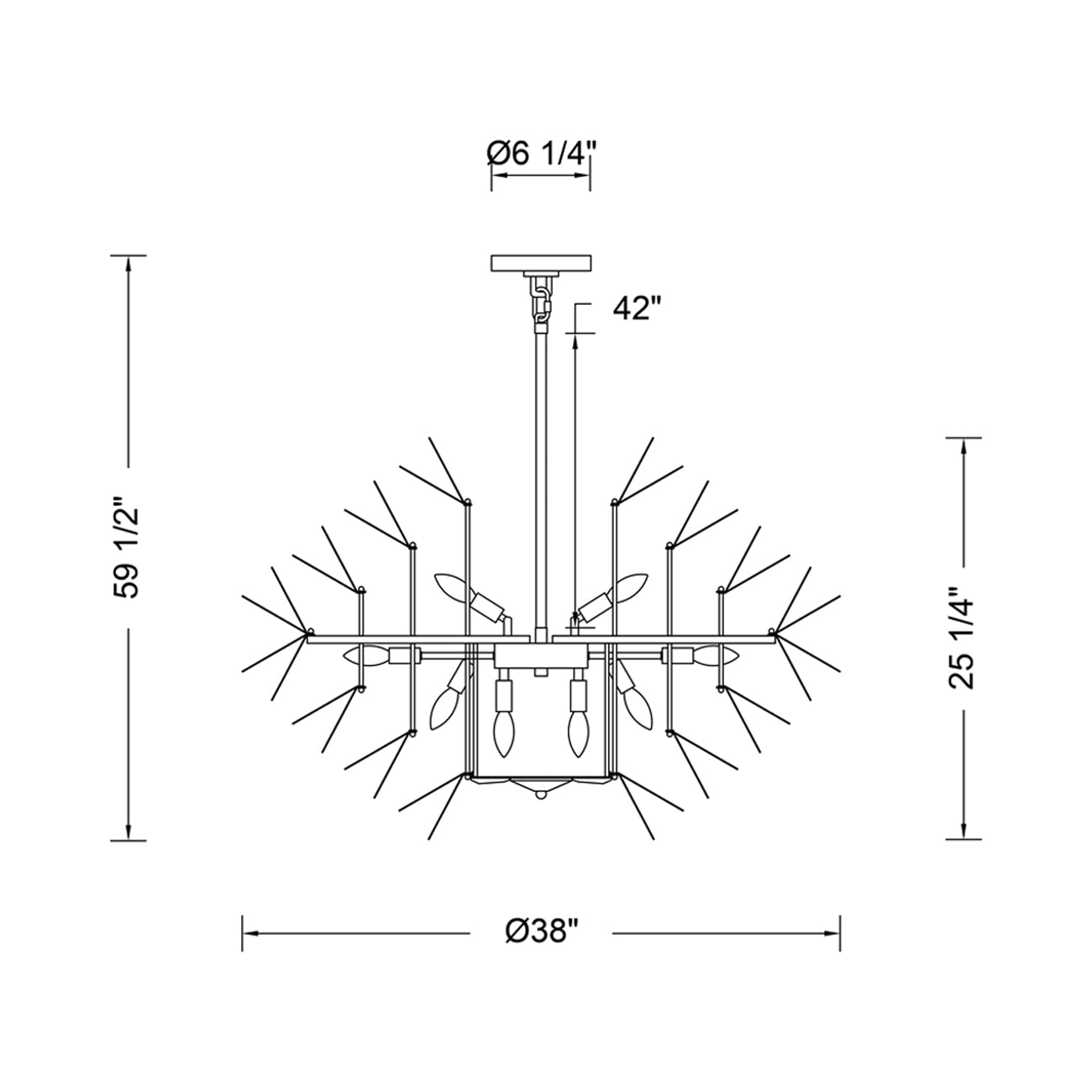 Luminoso Chandelier - line drawing.