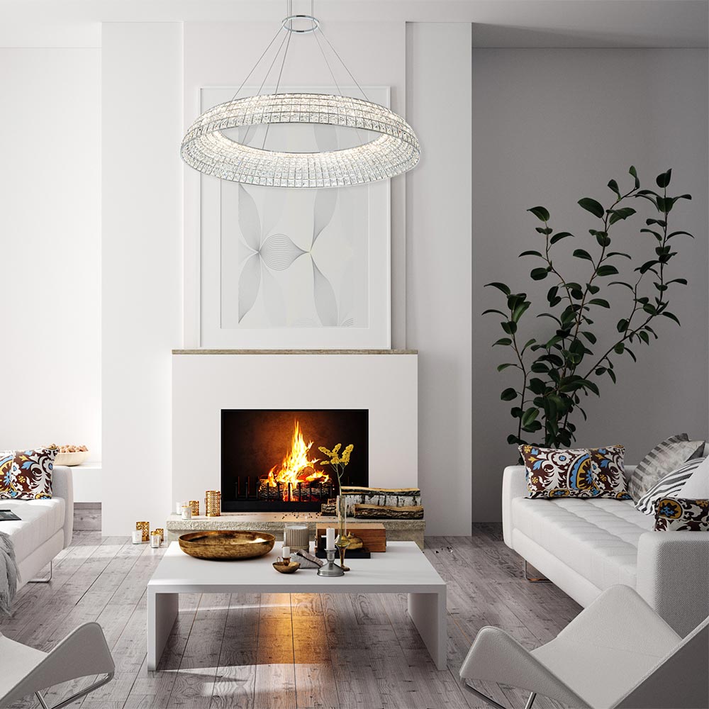 Nuvole LED Chandelier in living room.