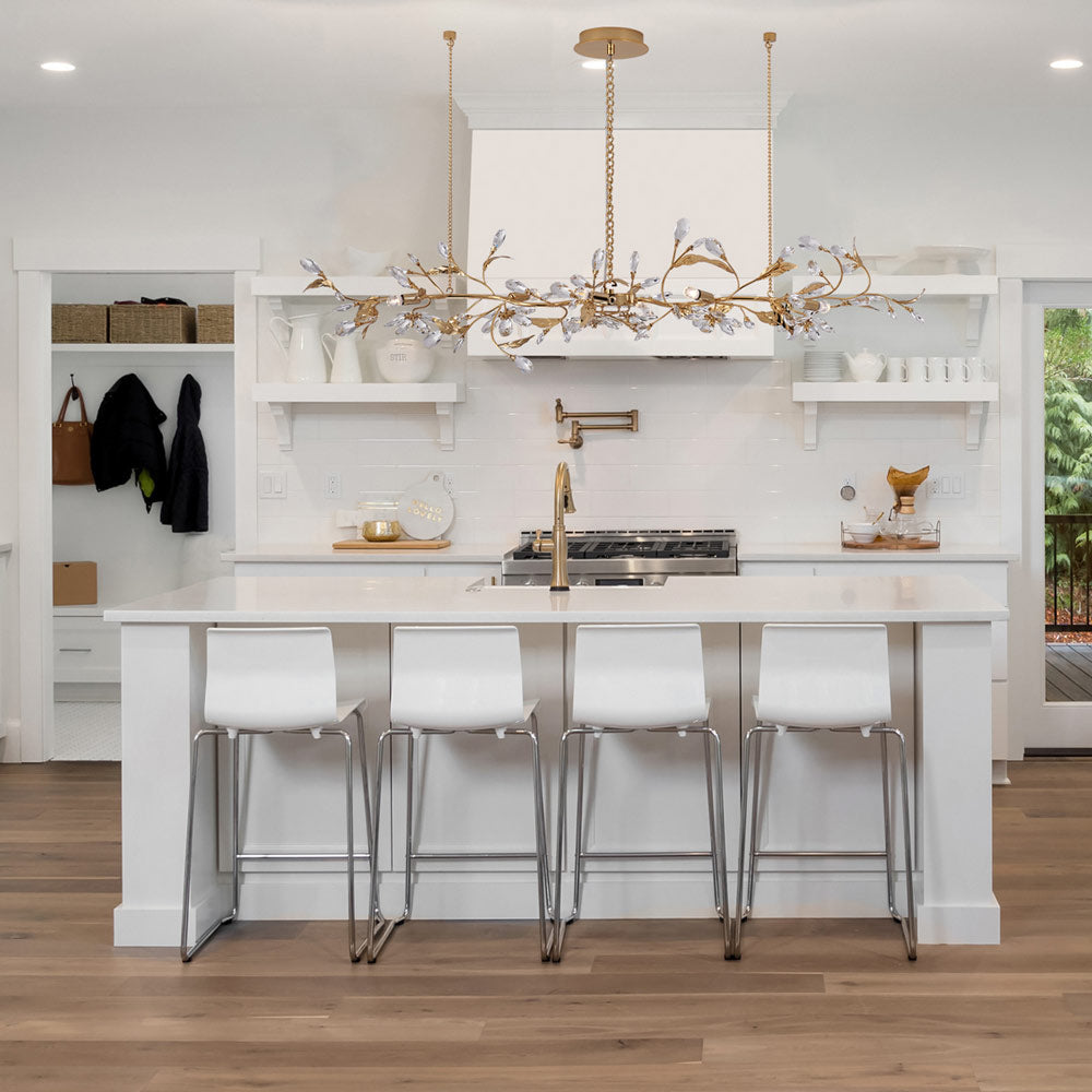 Ramo Linear Pendant Light in kitchen.