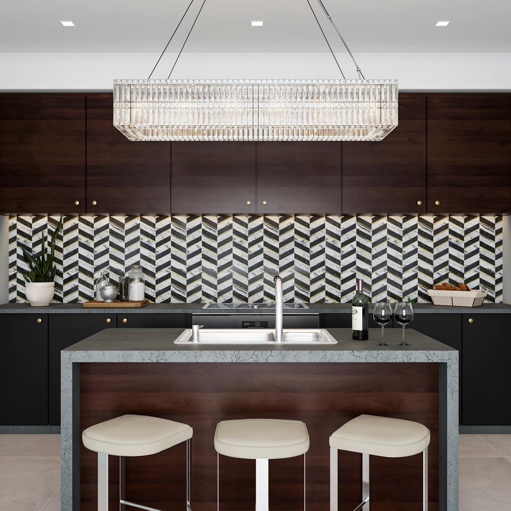 Rettangolo Linear Pendant Light in kitchen.