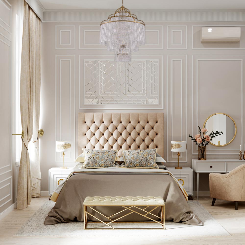 Torta Chandelier in bedroom.