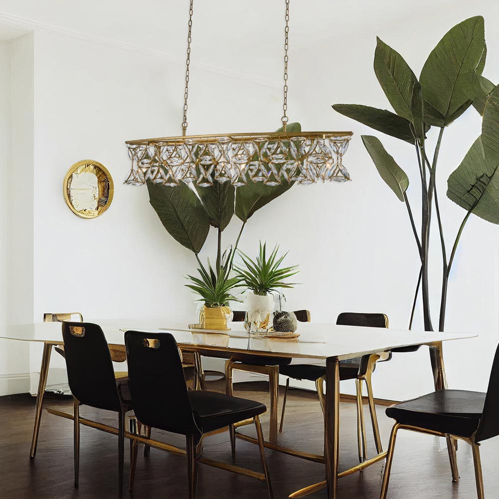 Triangulo Linear Pendant Light in dining room.