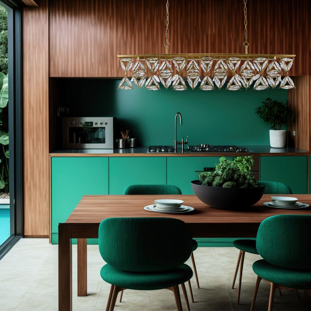 Triangulo Linear Pendant Light in kitchen.