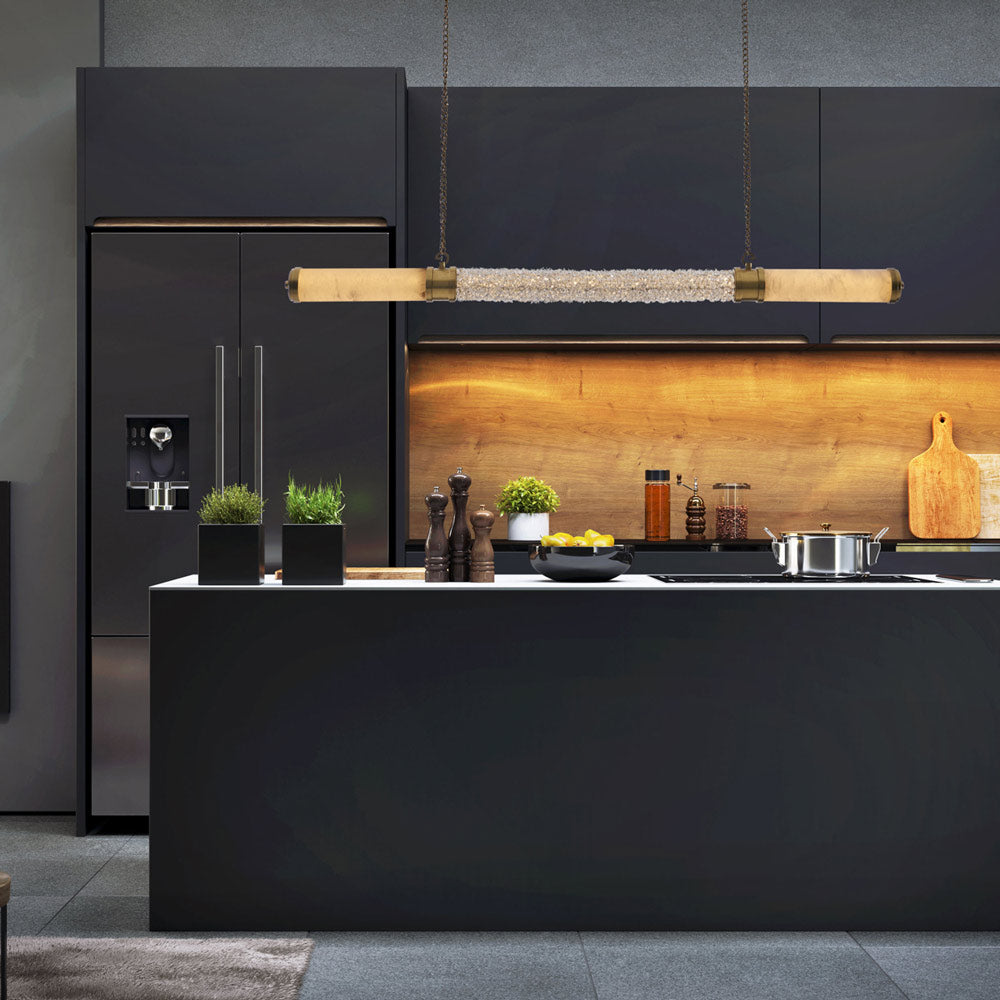 Tubo Linear LED Pendant Light in kitchen.