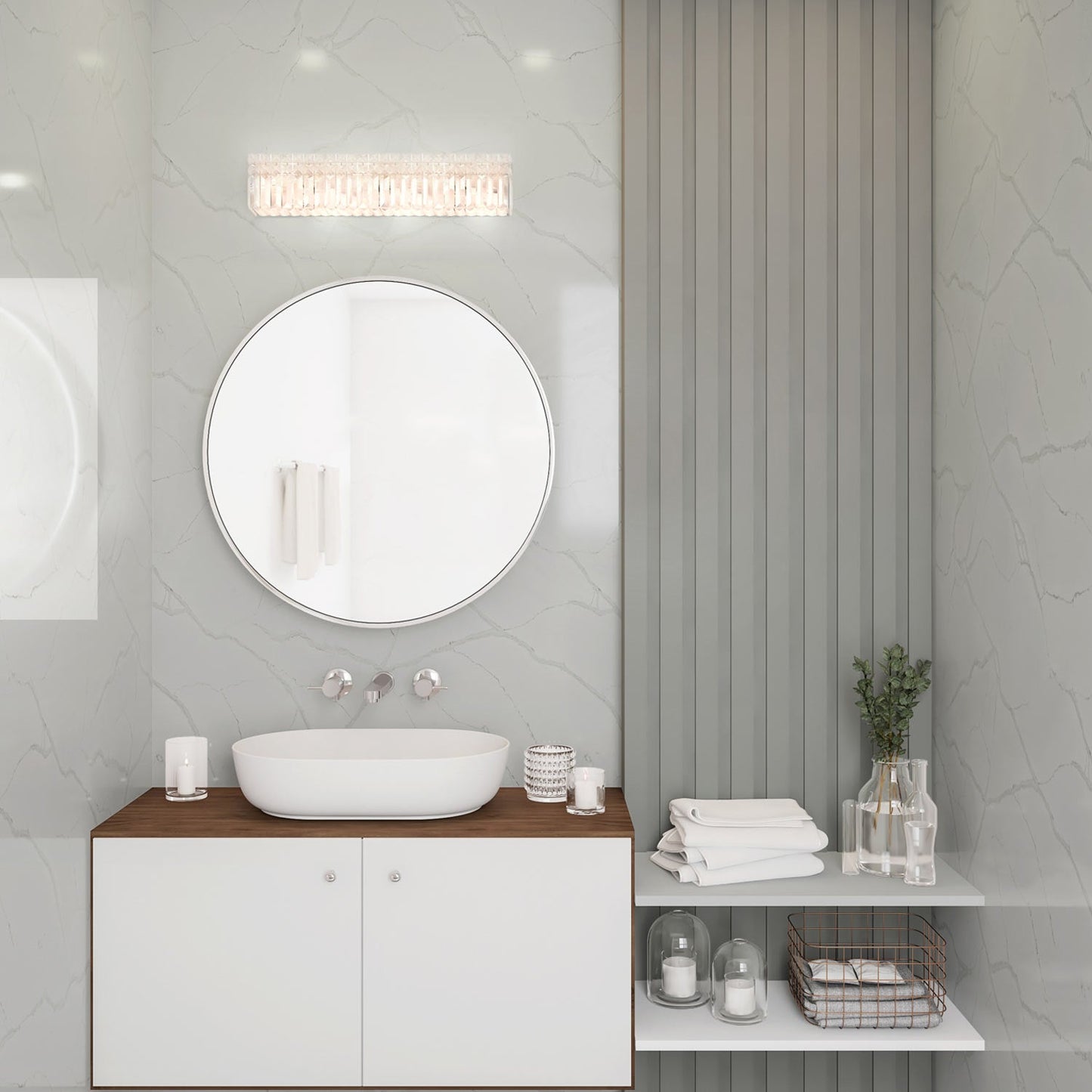 Vanita Bath Vanity Light in bathroom.