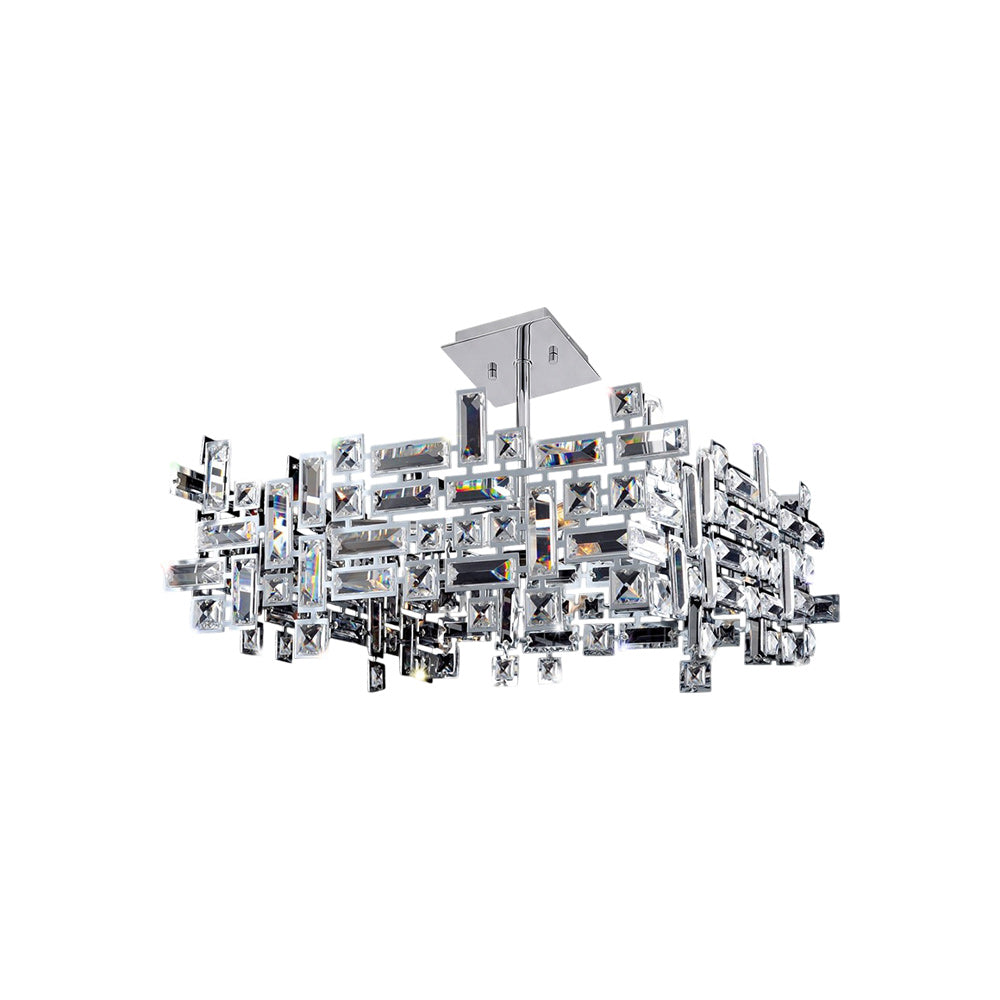 Vermeer Square Pendant Light in Polished Chrome/Firenze Clear.