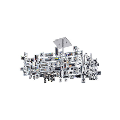 Vermeer Square Pendant Light in Polished Chrome/Firenze Clear.
