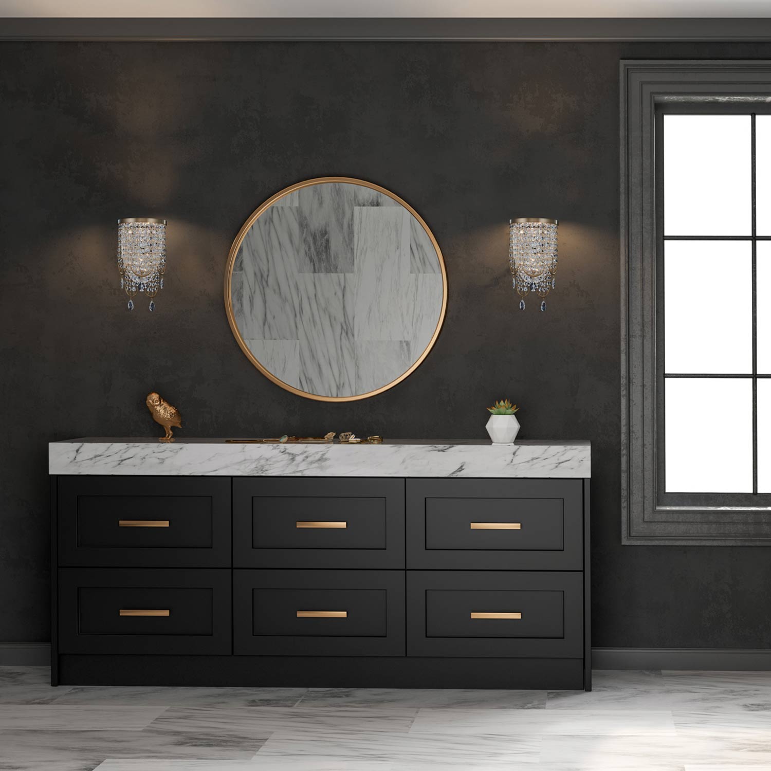 Vezzo Wall Light in bathroom.