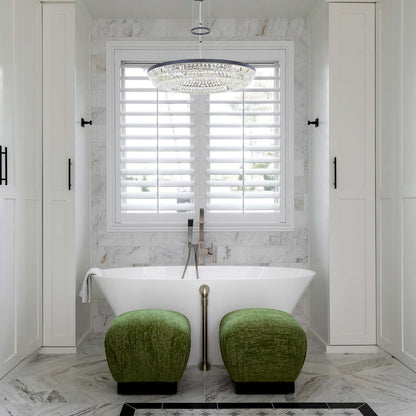 Zaga LED Chandelier in bathroom.