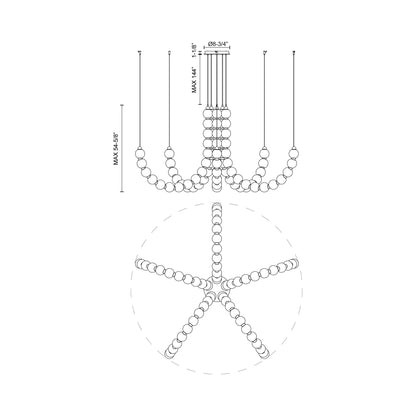 Akoya LED Chandelier - line drawing.