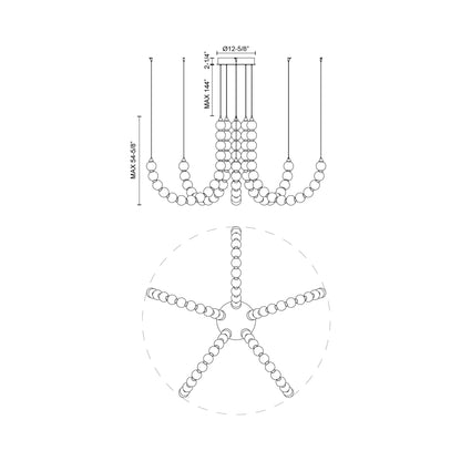 Akoya LED Chandelier - line drawing.