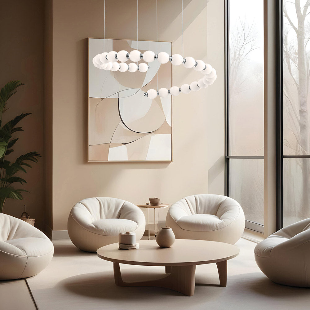 Akoya LED Linear Pendant Light in living room.