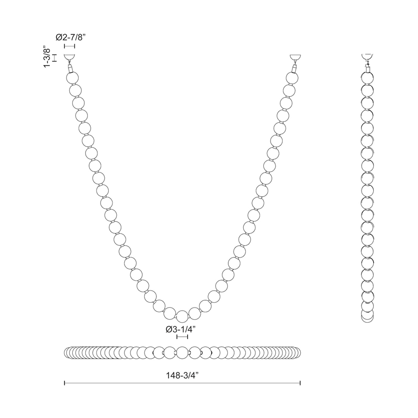 Akoya LED Pendant Light - line drawing.