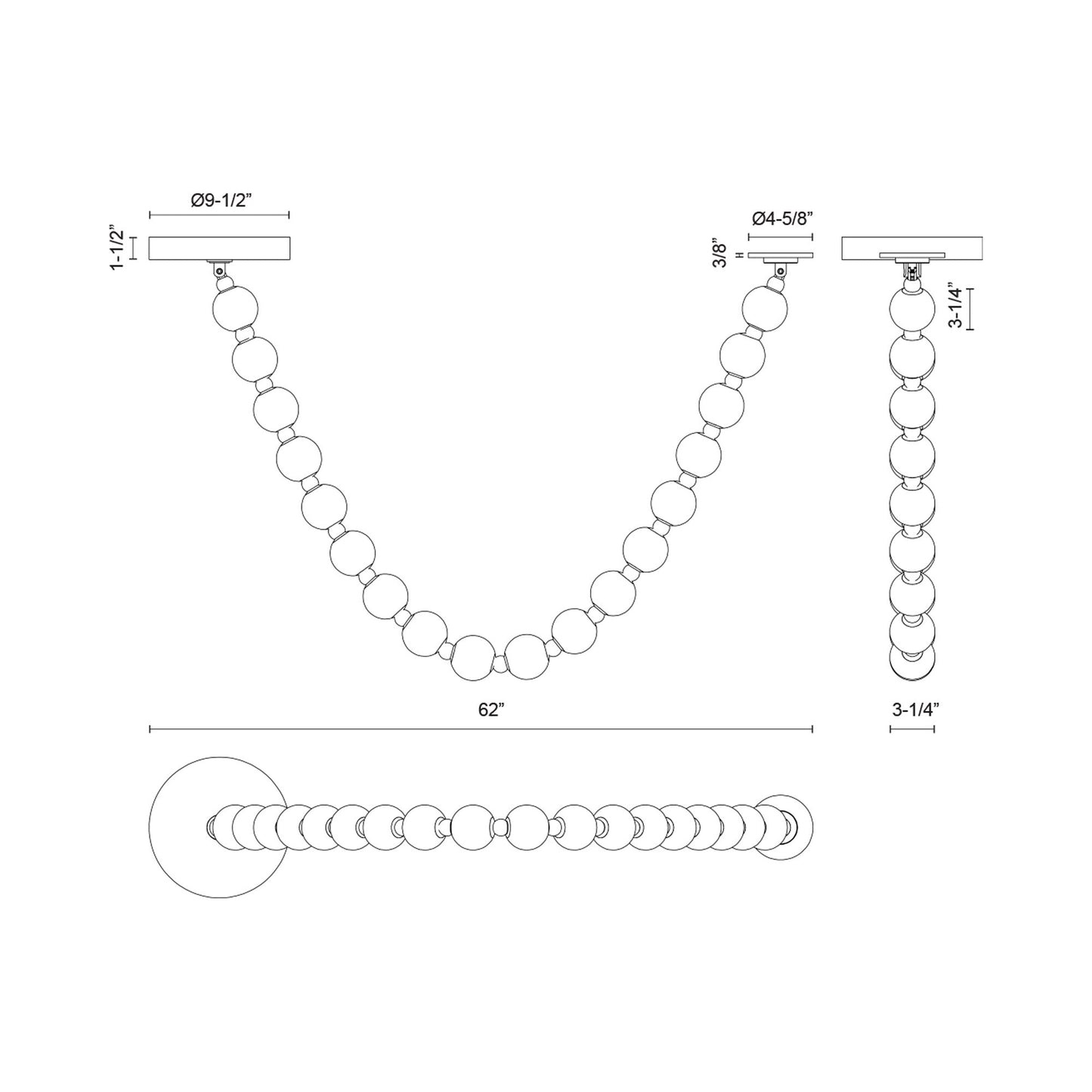 Akoya PD3217 LED Pendant Light - line drawing.