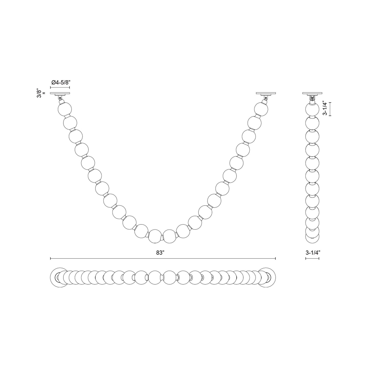 Akoya PD3217 LED Pendant Light - line drawing.