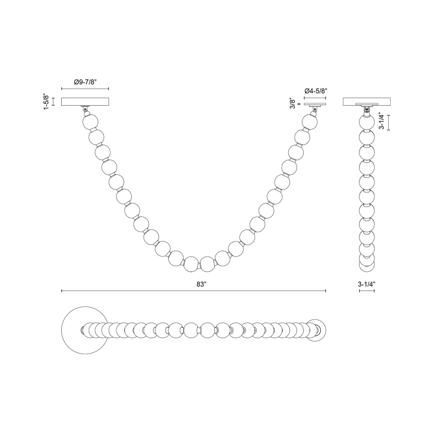 Akoya PD3217 LED Pendant Light - line drawing.