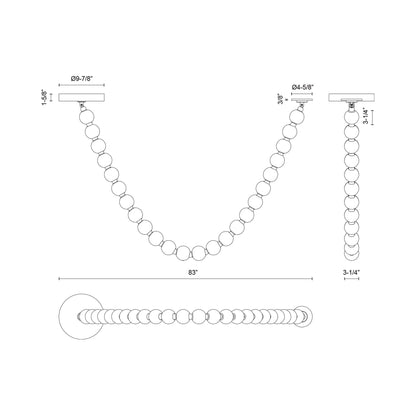 Akoya PD3217 LED Pendant Light - line drawing.