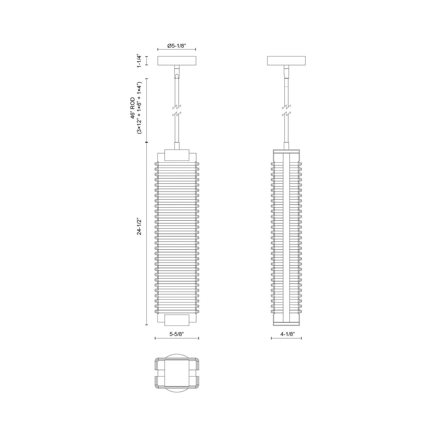 Alai LED Pendant Light - line drawing.