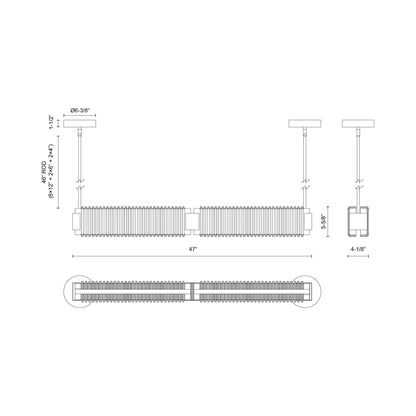 Alai Linear LED Pendant Light - line drawing.