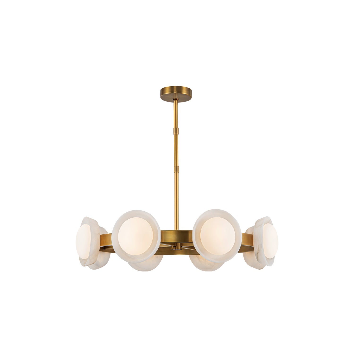 Alonso LED Chandelier in Vintage Brass/Alabaster (Small).