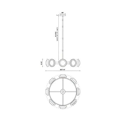 Alonso LED Chandelier - line drawing.
