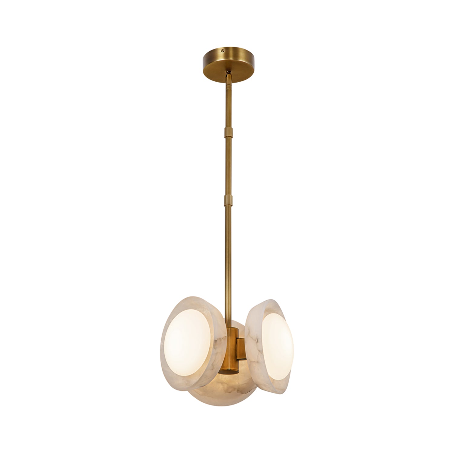 Alonso LED Pendant Light in Vintage Brass/Alabaster.