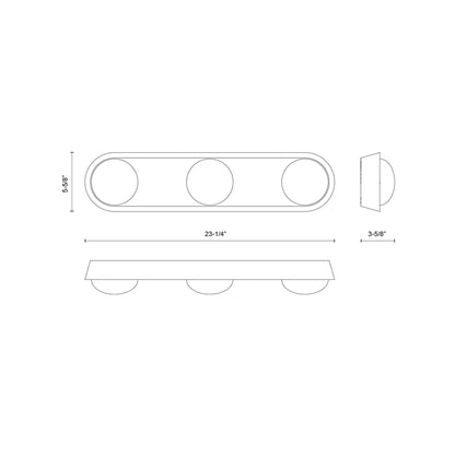 Alonso LED Wall Light - line drawing.