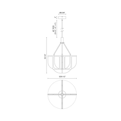 Anders LED Chandelier - line drawing.