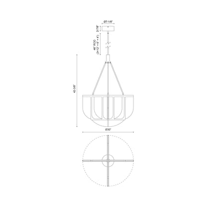 Anders LED Chandelier - line drawing.