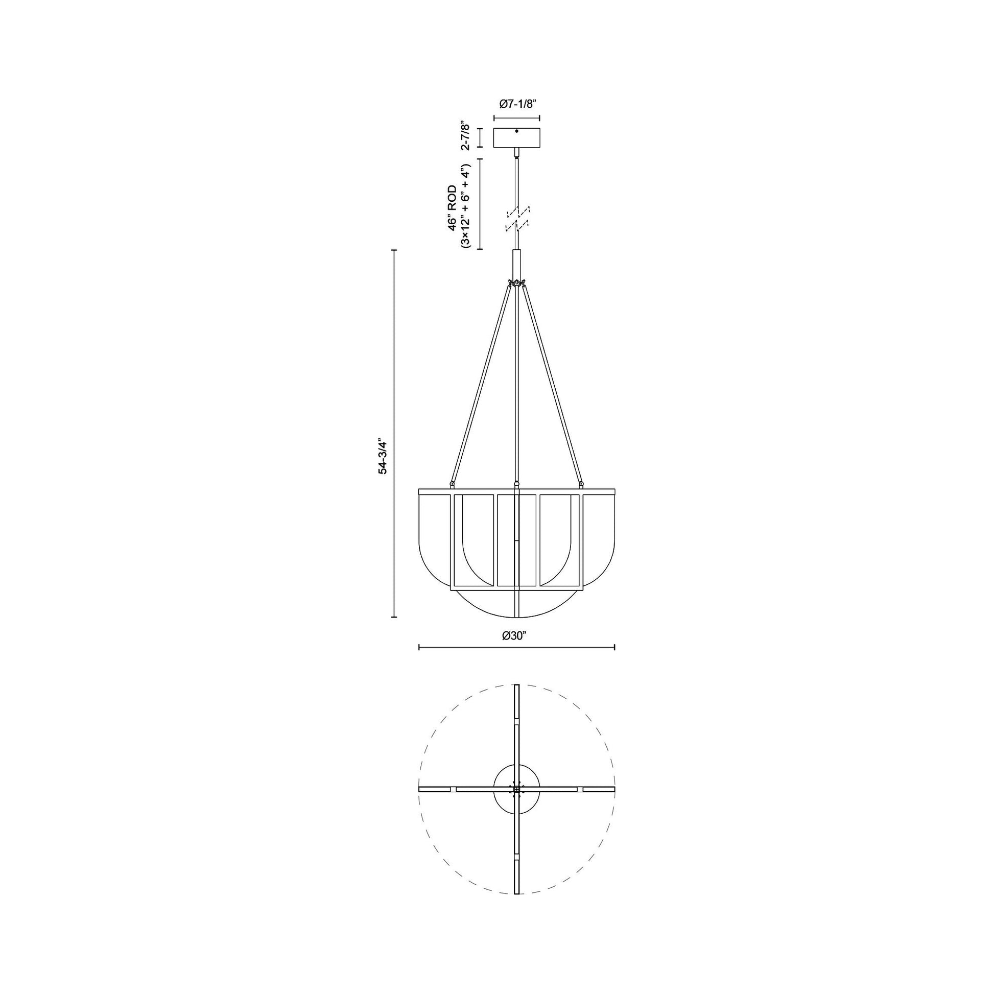 Anders LED Chandelier - line drawing.