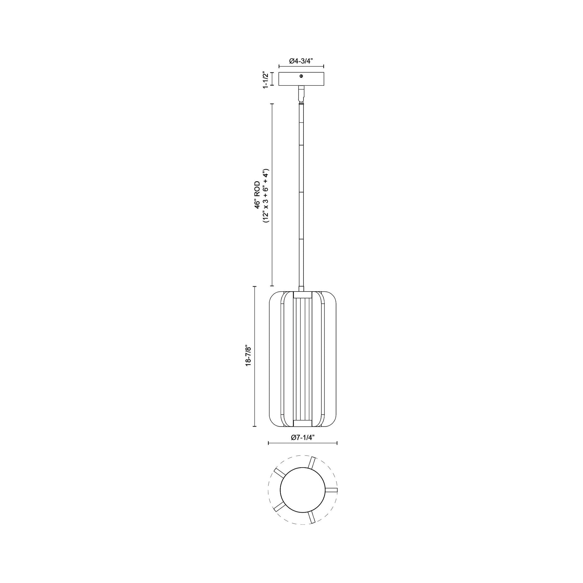 Anders LED Pendant Light - line drawing.