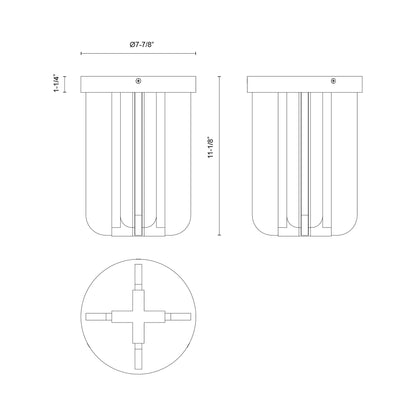 Anders LED Semi Flush Mount Ceiling Light - line drawing.