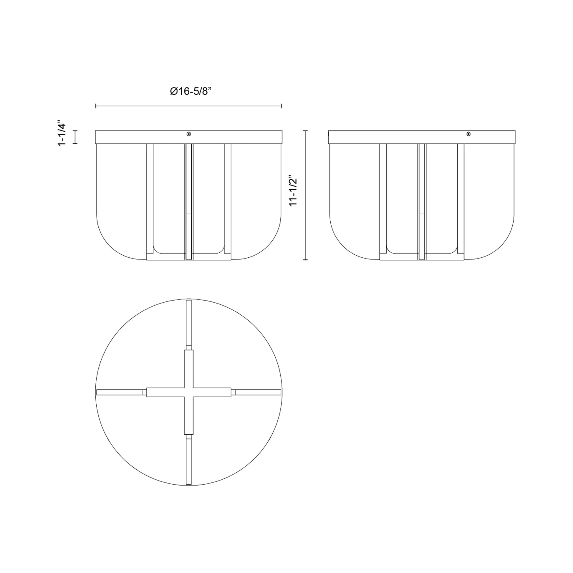 Anders LED Semi Flush Mount Ceiling Light - line drawing.