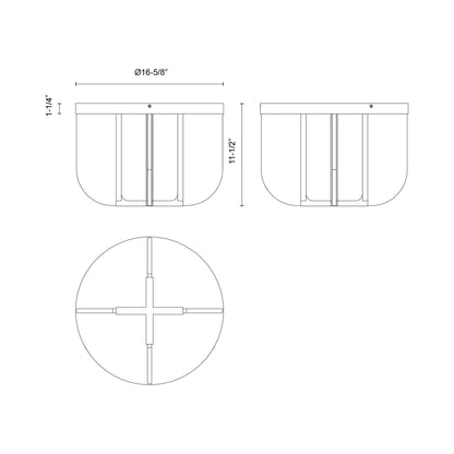 Anders LED Semi Flush Mount Ceiling Light - line drawing.