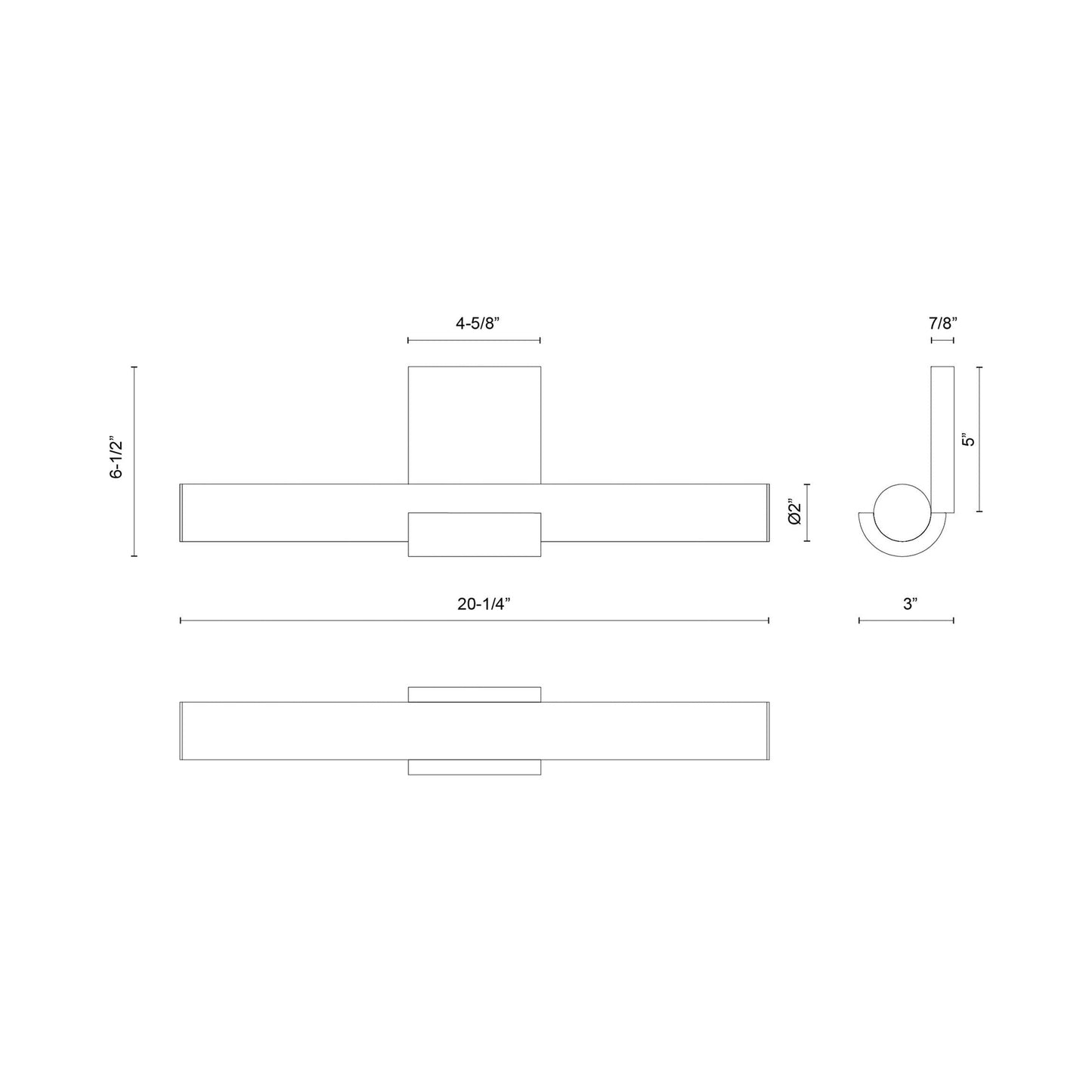 Apollo LED Bath Vanity Light - line drawing.