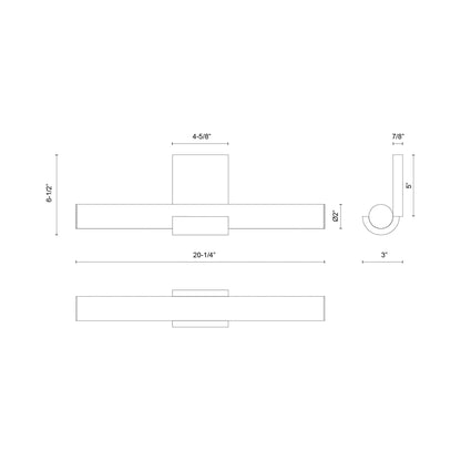 Apollo LED Bath Vanity Light - line drawing.