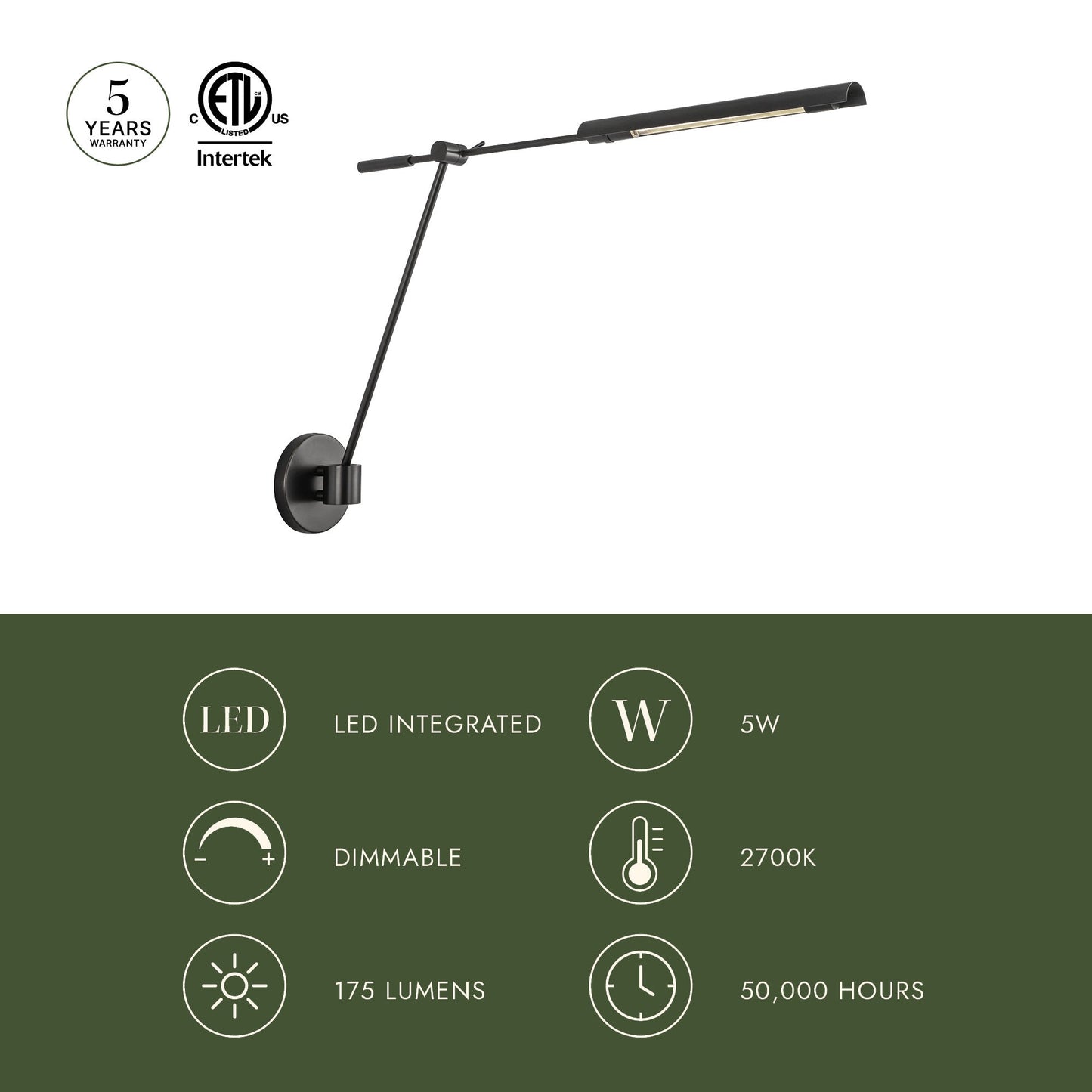 Astrid LED Adjustable Wall Light in Detail.