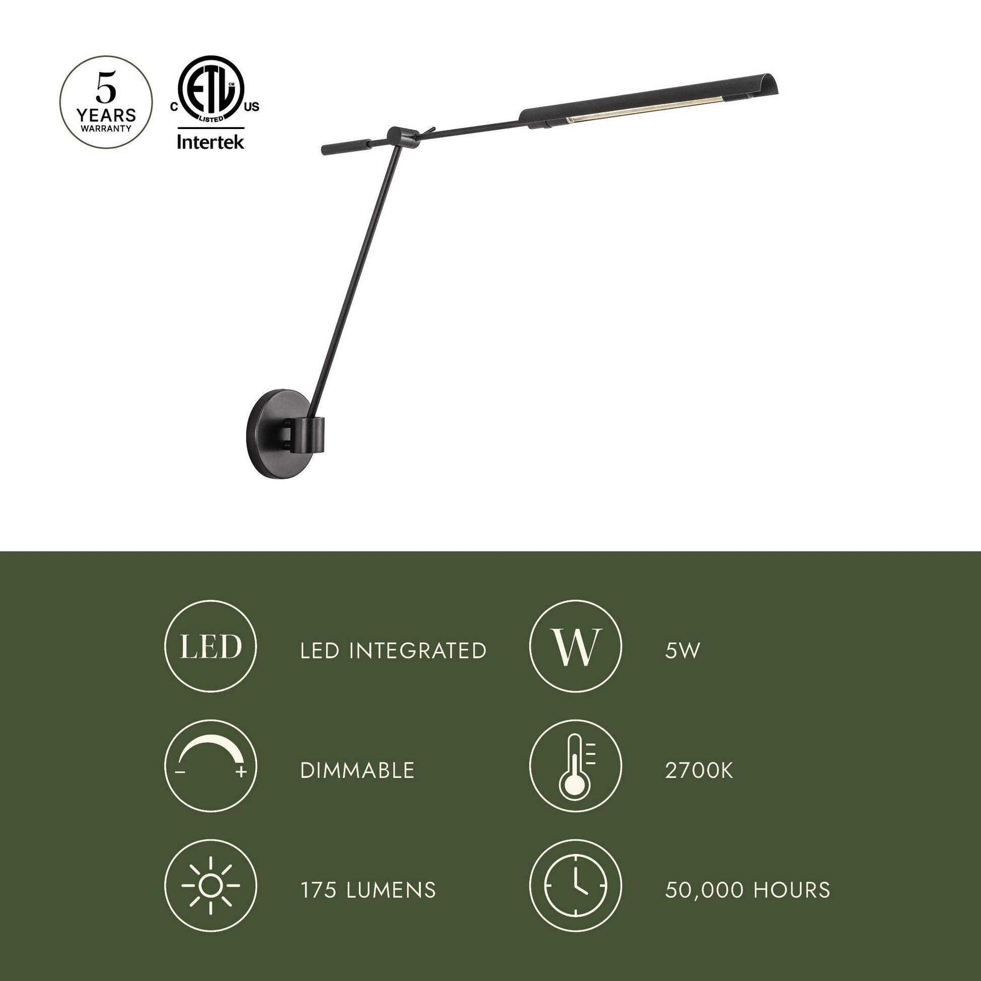 Astrid LED Adjustable Wall Light in Detail.