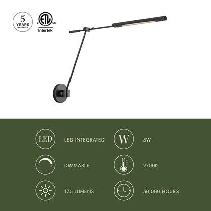 Astrid LED Adjustable Wall Light in Detail.