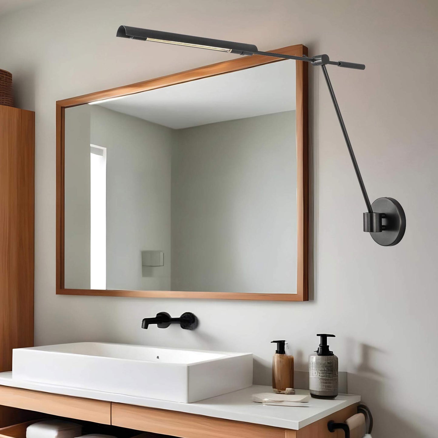 Astrid LED Adjustable Wall Light in bathroom.