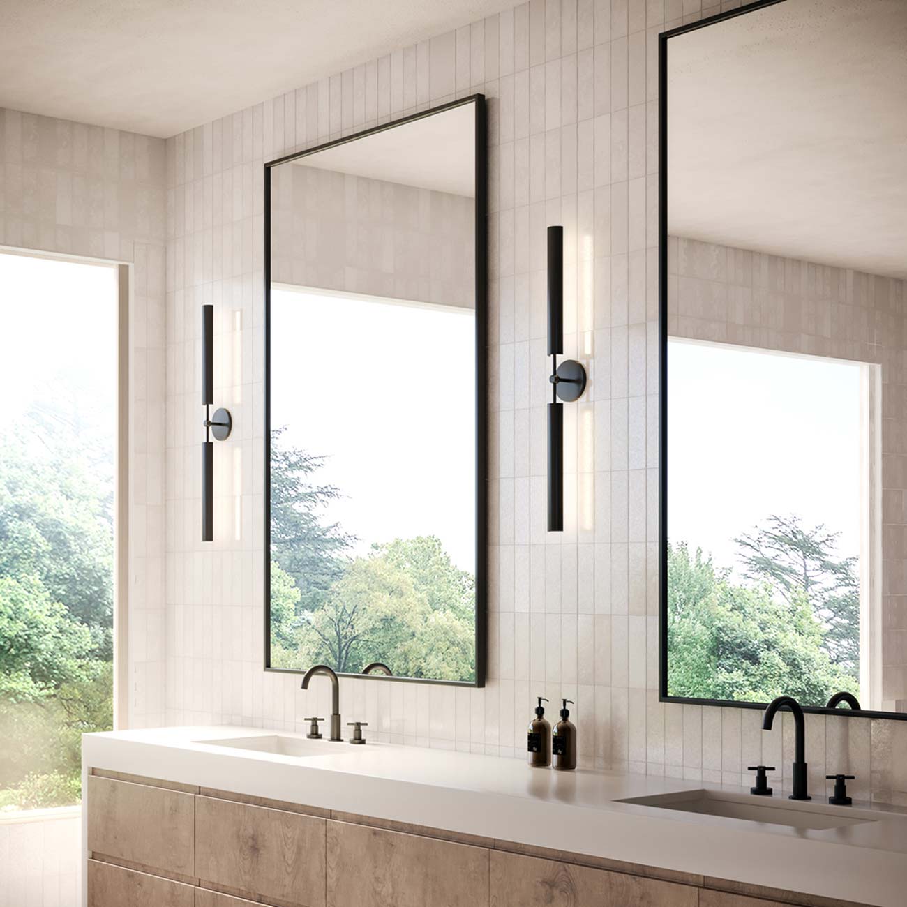 Astrid LED Bath Vanity Wall Light in bathroom.