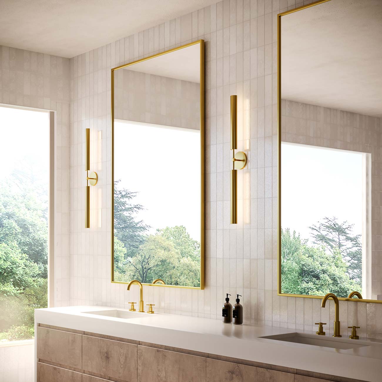 Astrid LED Bath Vanity Wall Light in bathroom.