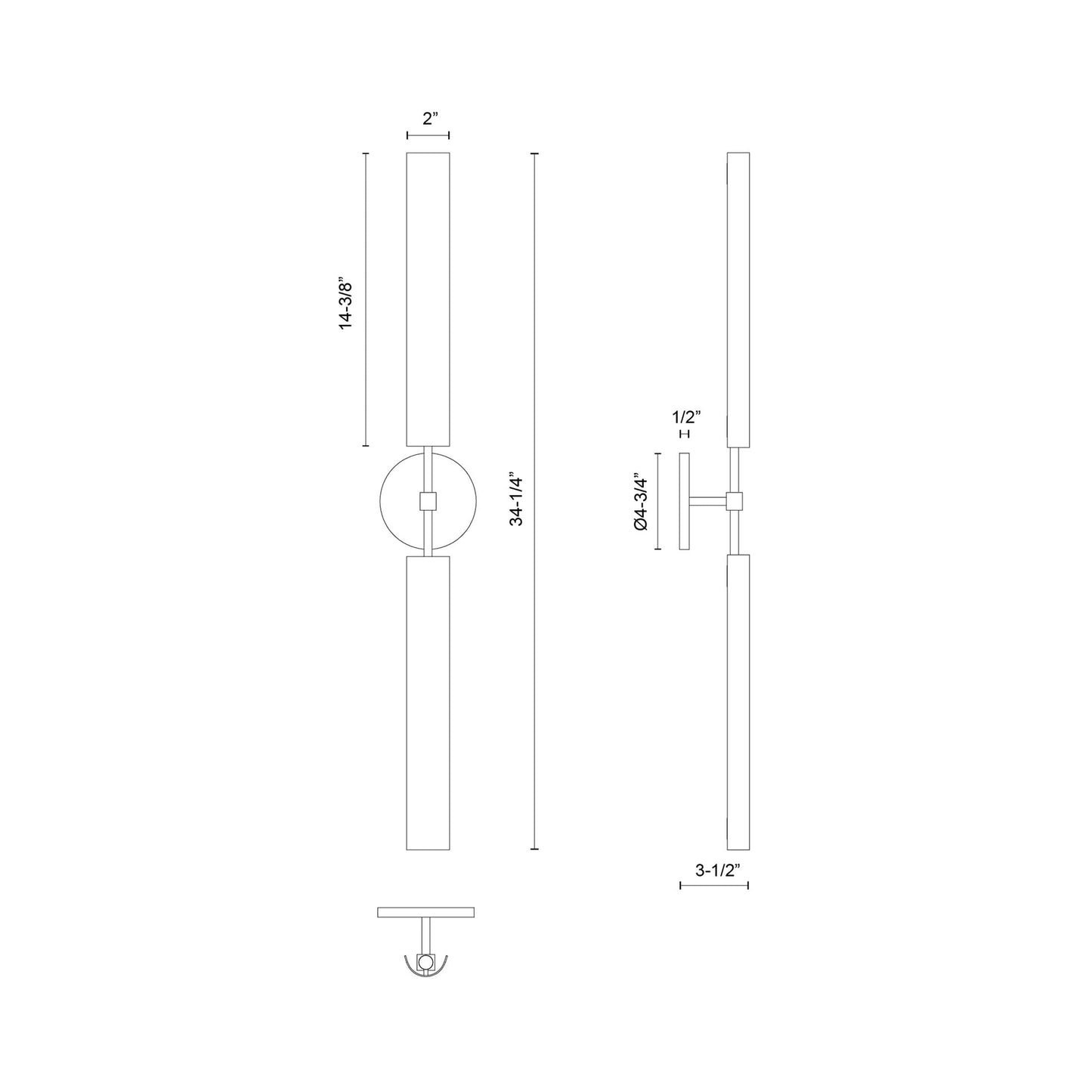 Astrid LED Bath Vanity Wall Light - line drawing.